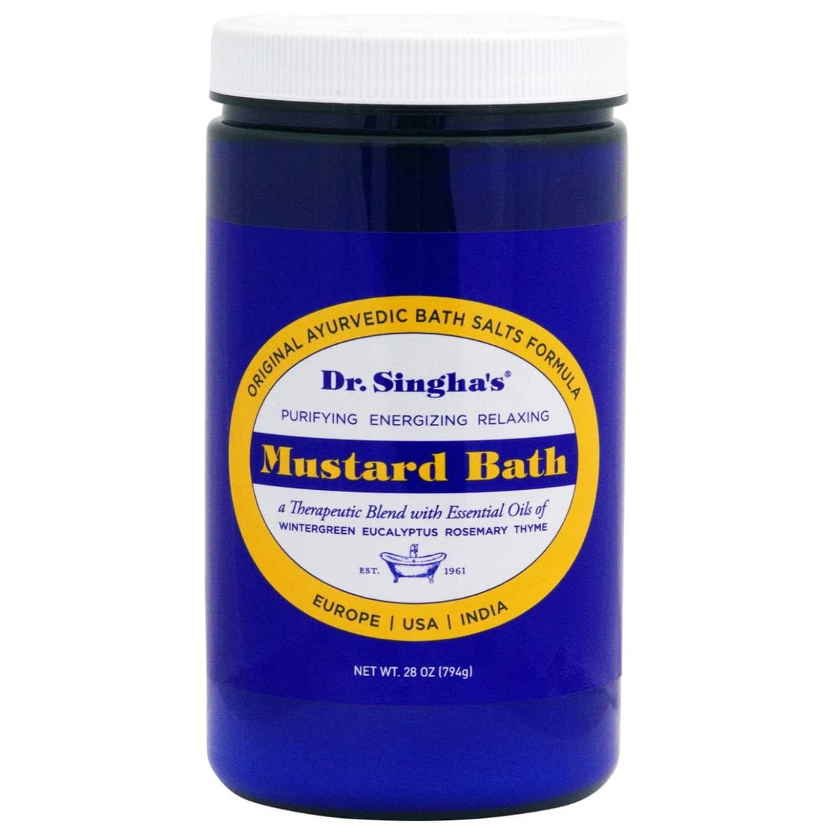Dr. Singha's 28 oz jar held for size comparison showing value and multiple uses