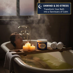 Dr. Singha's bath in use with person soaking to show muscle comfort benefit