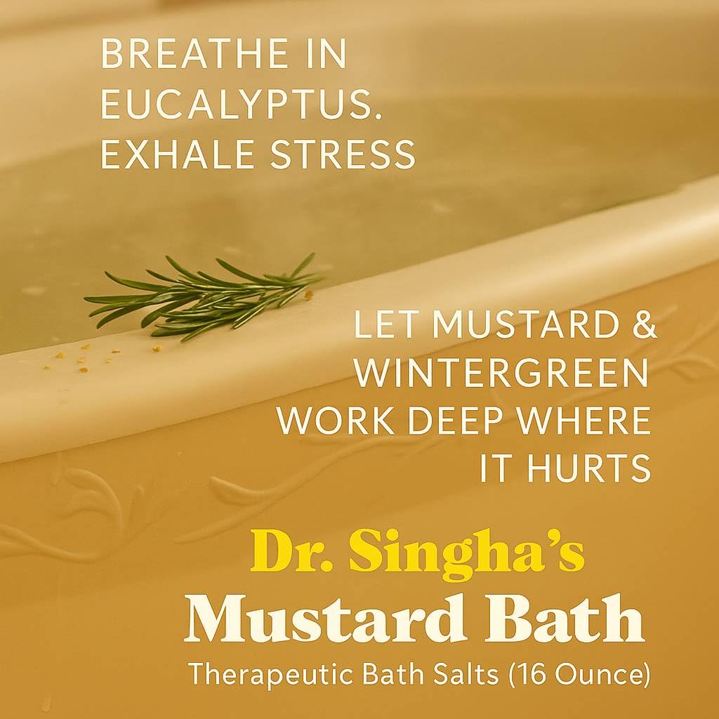 Dr. Singha's close-up of mustard powder texture for warming soak