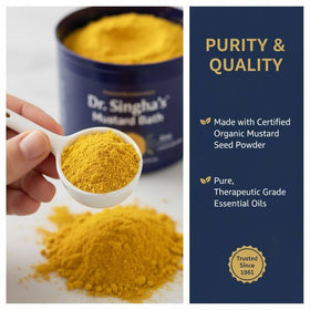 Dr. Singha's product staged in spa bathroom to suggest relaxing ritual benefit