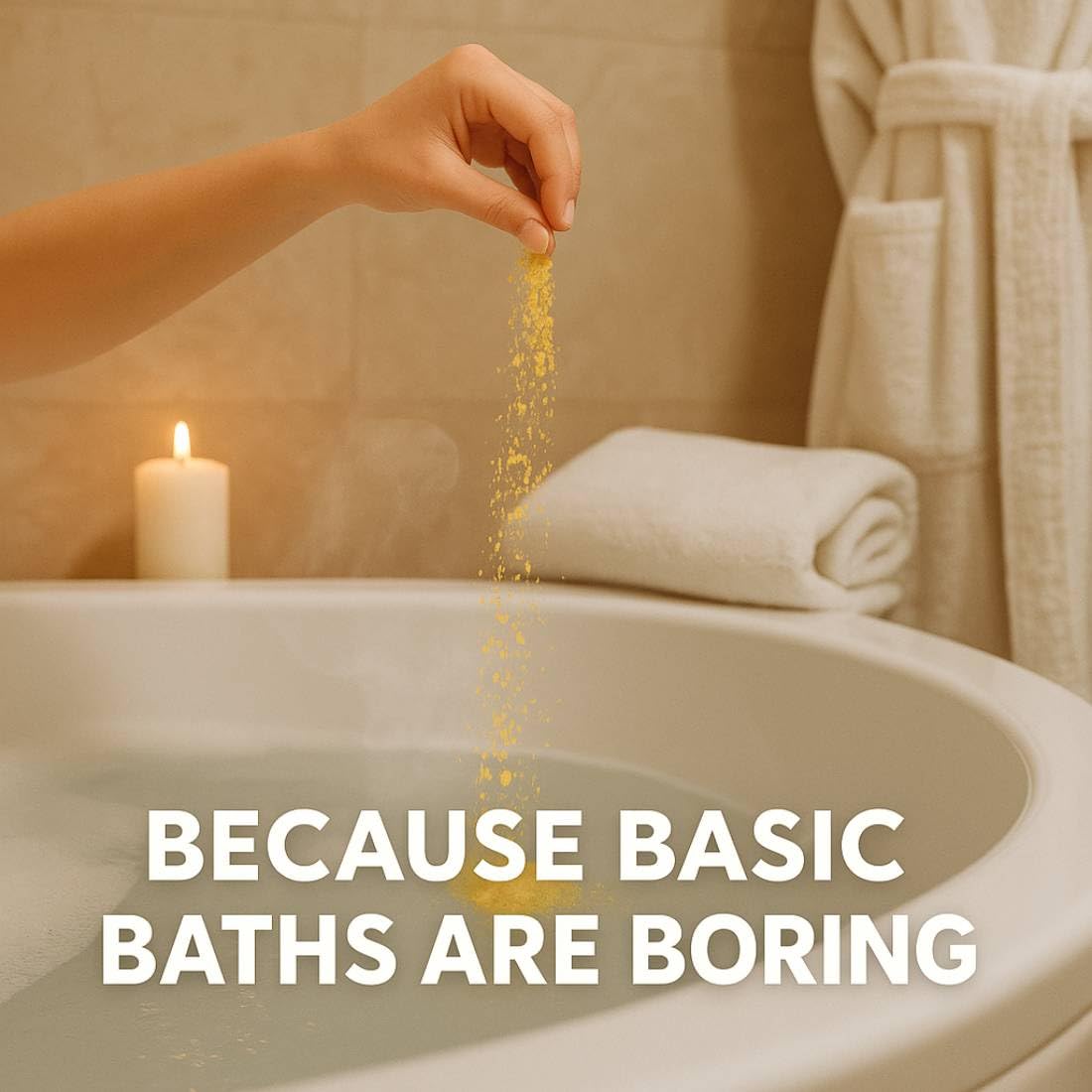 Dr. Singha's hand pouring soak into tub to create soothing warmth
