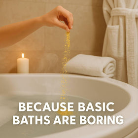 Dr. Singha's hand pouring soak into tub to create soothing warmth