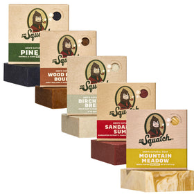 Dr. Squatch five-bar pack front view showing variety and gifting appeal