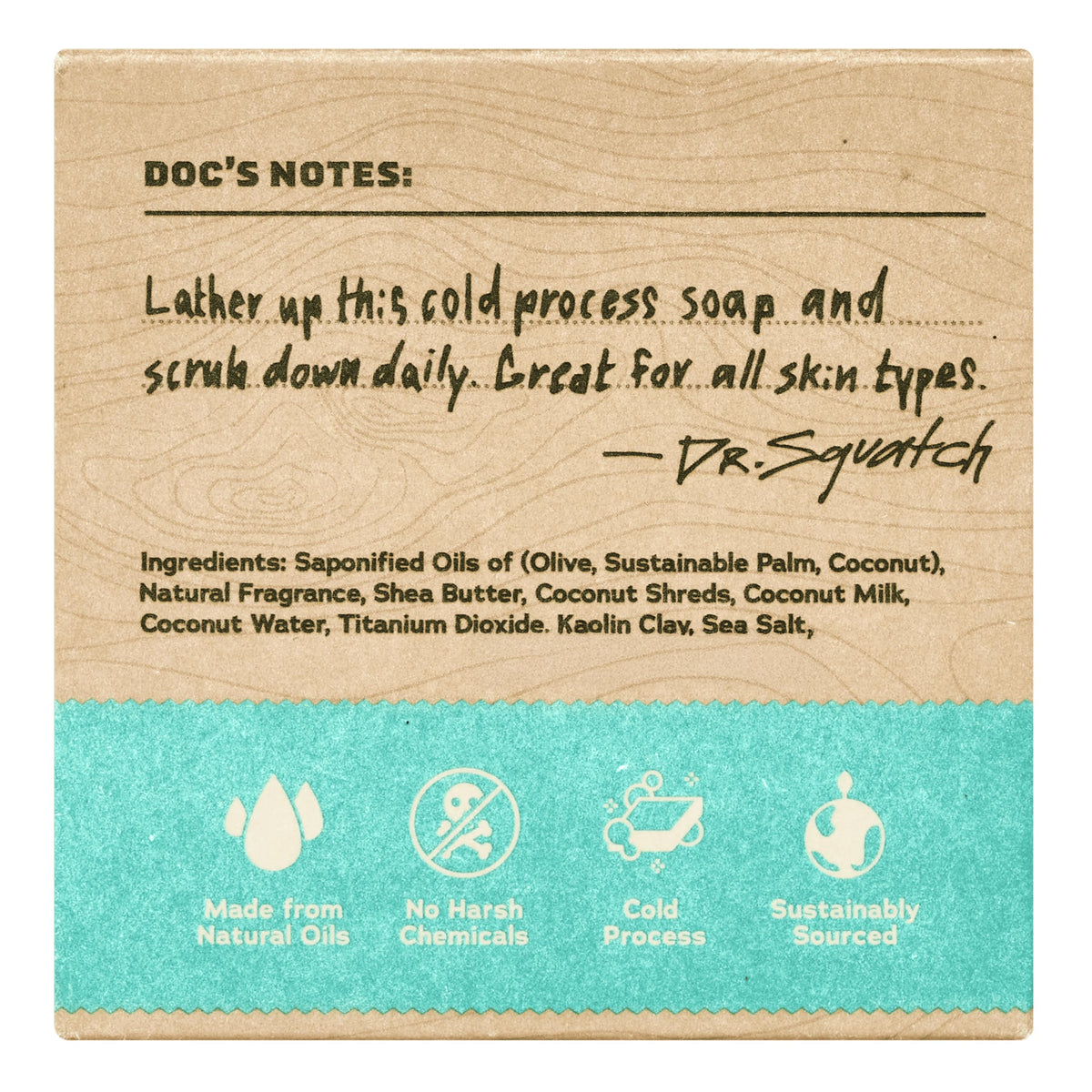 Dr. Squatch bar close-up texture revealing creamy swirls and natural oils