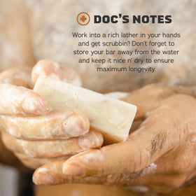 Dr. Squatch bars in shower producing rich lather for effective cleansing