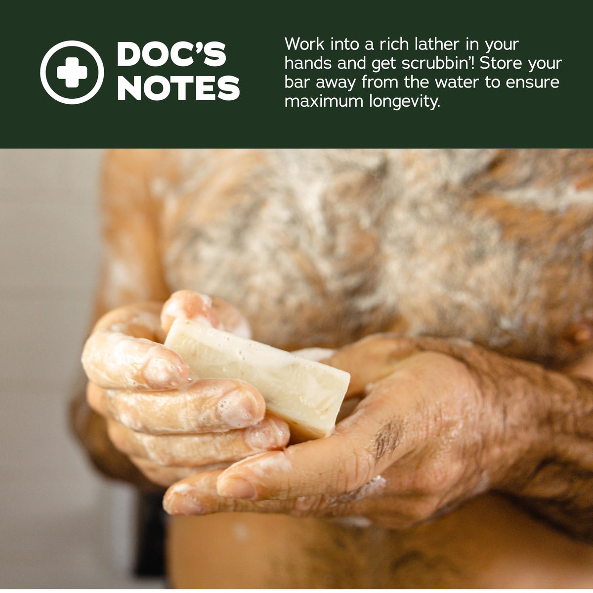 Dr. Squatch bar close-up texture highlighting natural oils and creamy lather benefit