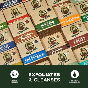 Dr. Squatch soap lather close-up with creamy texture for smooth cleansing