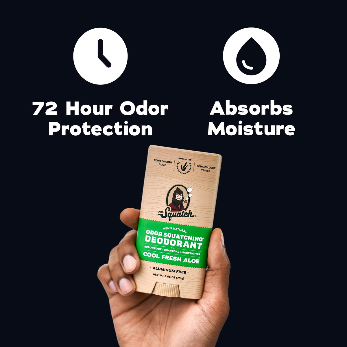 Dr. Squatch charcoal texture close-up highlighting odor-absorbing benefits