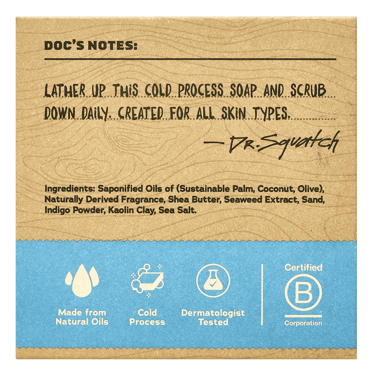 Dr. Squatch close-up of bar texture showing natural oils and clay for softer skin
