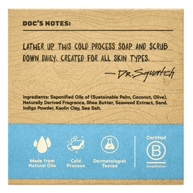 Dr. Squatch close-up of bar texture showing natural oils and clay for softer skin