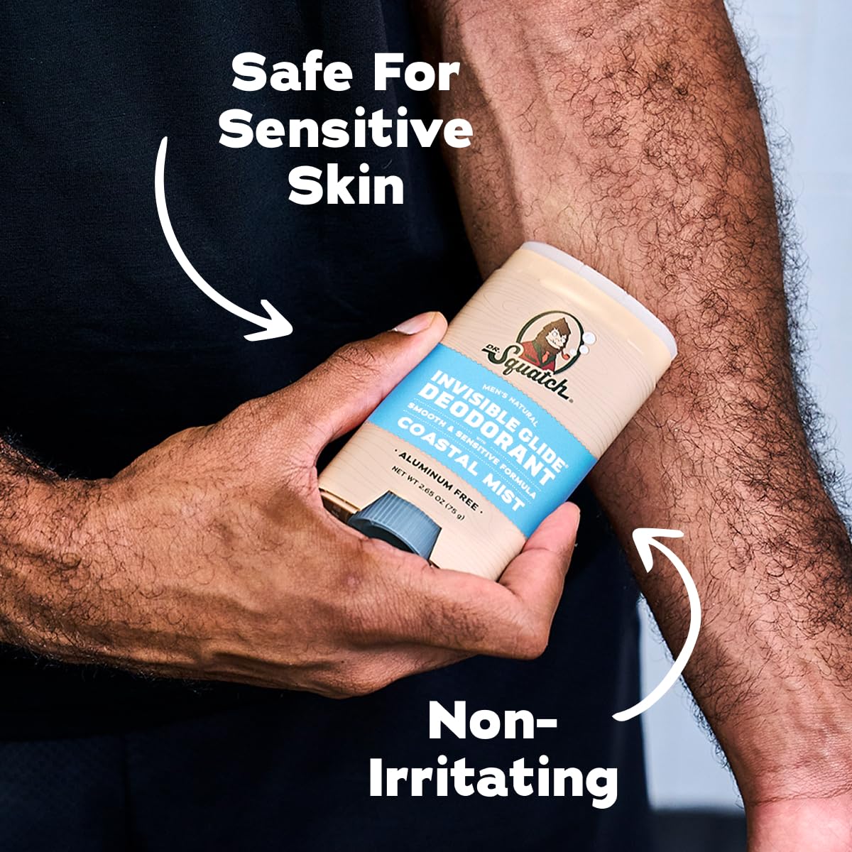 Dr. Squatch Coastal Mist stick staged with sea-scent notes for fresh benefit