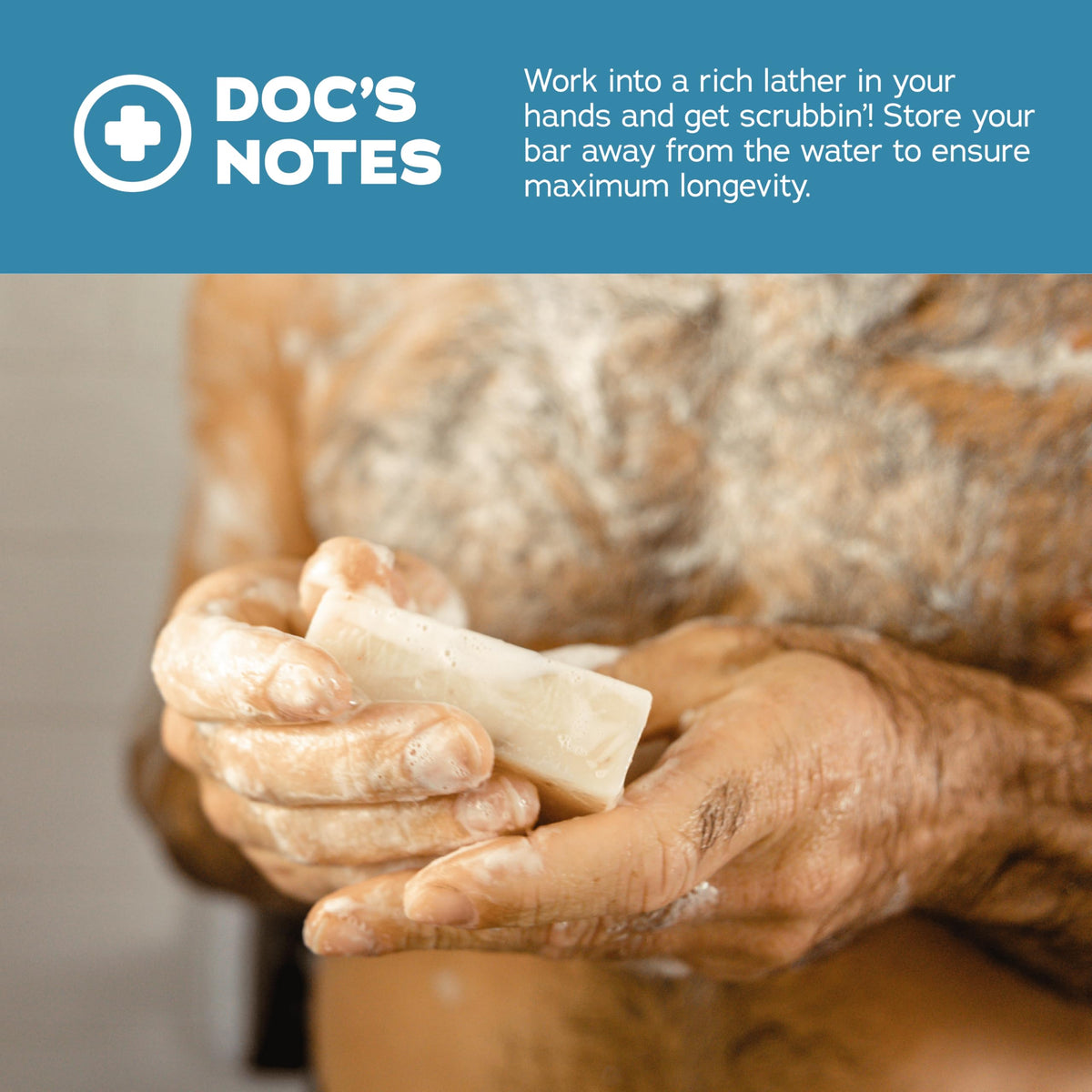 Dr. Squatch foam lather in hand demonstrating rich suds and effective cleansing