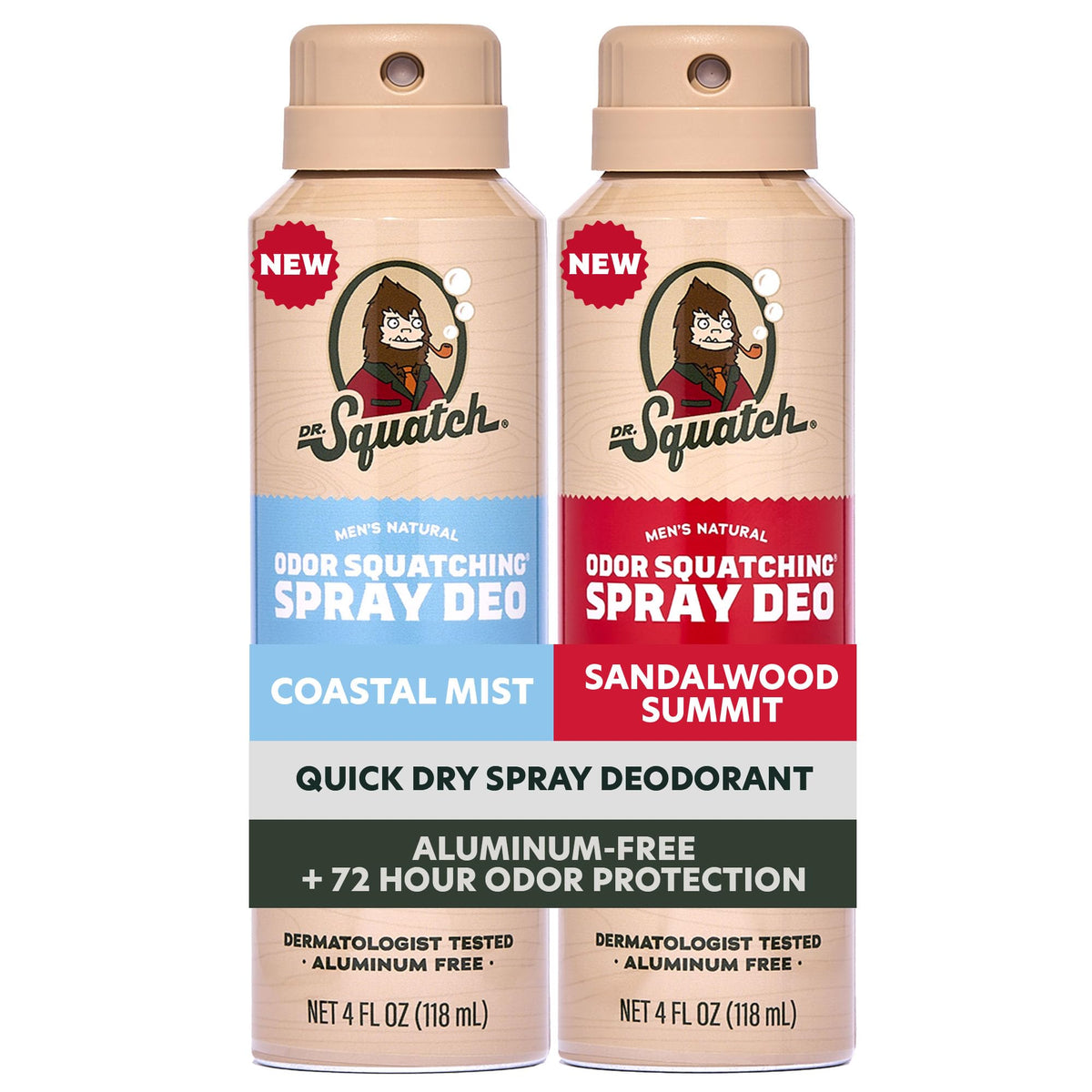 Dr. Squatch Coastal Mist spray front view showing sleek can and fast-dry benefit
