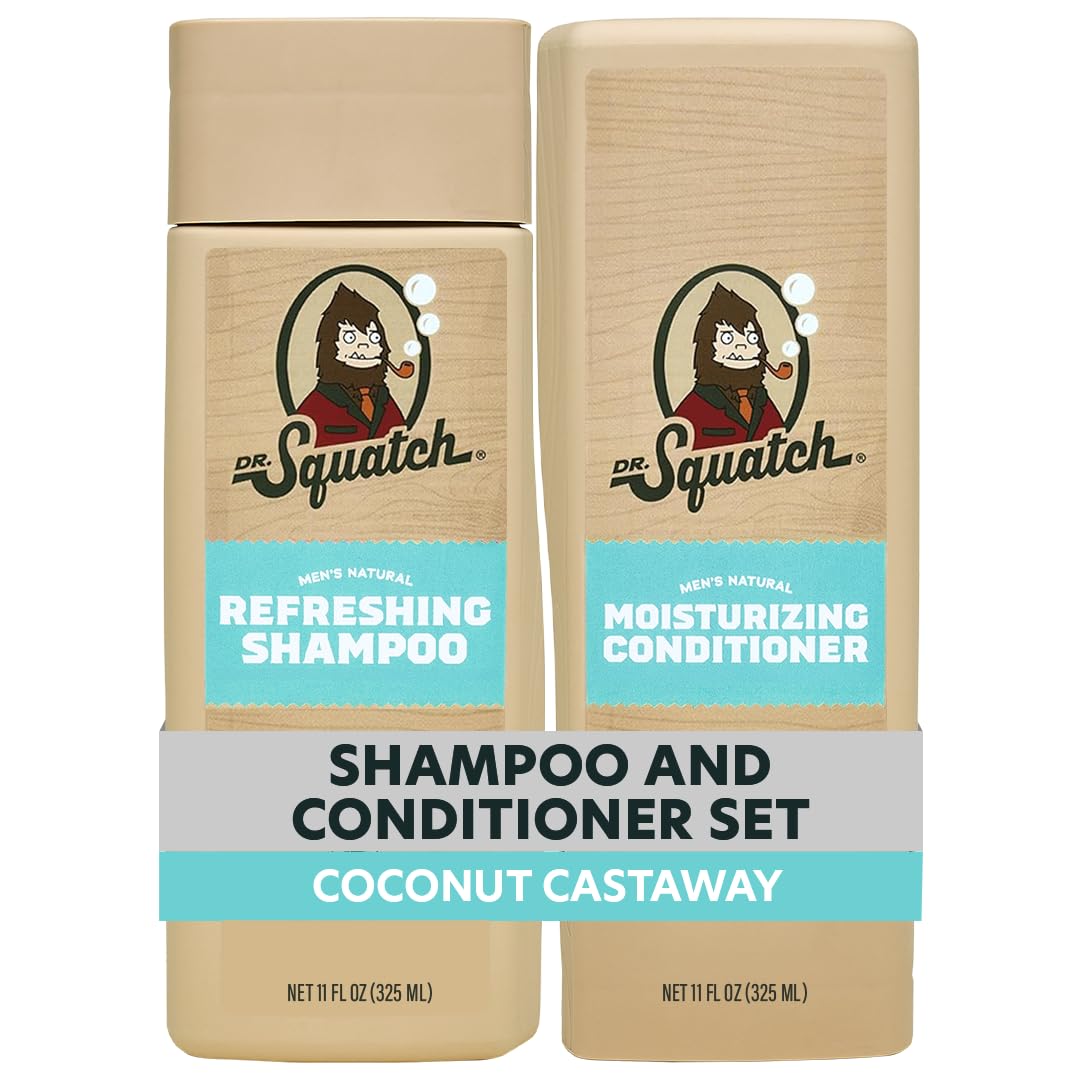 Dr. Squatch front packaging showing Coconut Castaway scent and set benefits