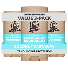 Dr. Squatch Coconut Castaway front stick showing label and branding benefits