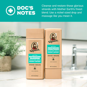 Dr. Squatch bottles on shower shelf showing everyday grooming convenience