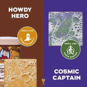 Dr. Squatch Cosmic Captain soap close texture revealing creamy lather potential