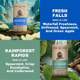Dr. Squatch activated charcoal and arrowroot ingredients showing odor control benefit
