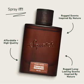 Dr. Squatch Fireside Bourbon label close-up highlighting natural ingredients and scent name