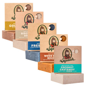 Dr. Squatch five-pack front packaging showing all scents and gifting appeal