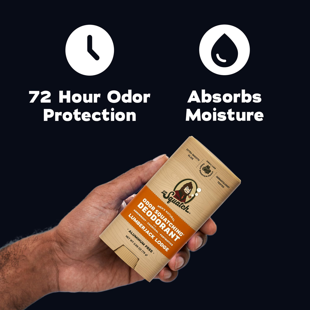 Dr. Squatch Fresh Falls ingredient label showing charcoal, arrowroot, postbiotics
