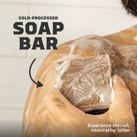 Dr. Squatch bar on shower ledge in lifestyle setting for everyday use