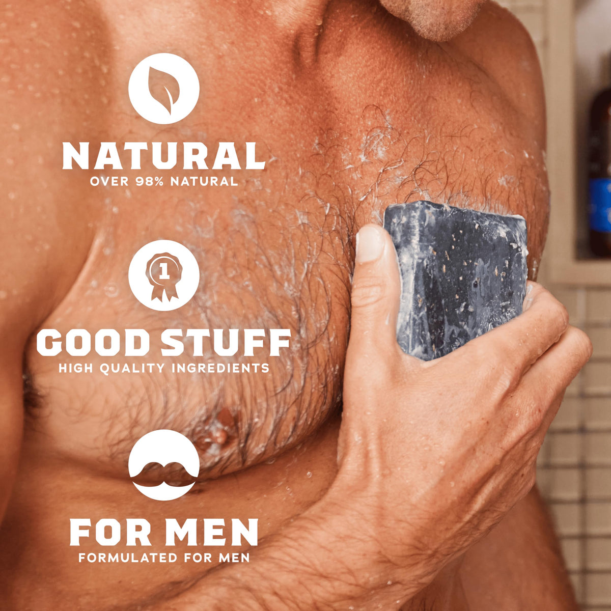 Dr. Squatch Fresh Falls soap producing rich lather for a refreshing clean
