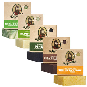 Dr. Squatch front packaging showing the five-pack and product branding for gifting