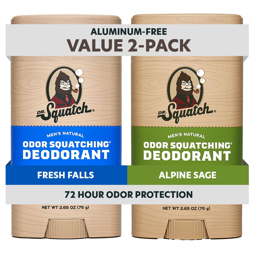 dr. squatch front packaging showing both Alpine Sage and Fresh Falls benefits freshness