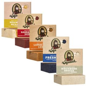 Dr. Squatch five-pack front packaging showing all scents and gift-ready design