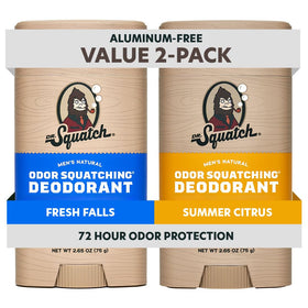 Dr. Squatch front packaging showing Fresh Falls and Summer Citrus benefits