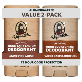 Dr. Squatch front packaging showing both scent sticks and natural benefit