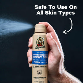 Dr. Squatch can in hand showing 4oz size for travel convenience
