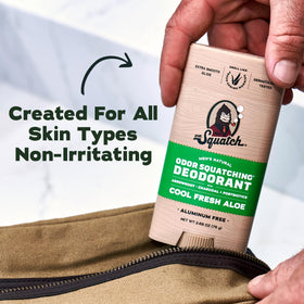 Dr. Squatch ingredients display with arrowroot and charcoal for natural protection