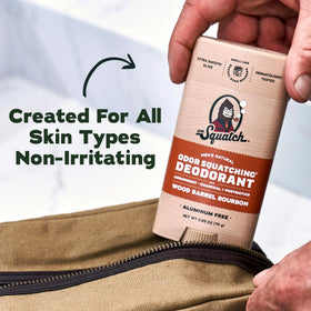 Dr. Squatch ingredient label close-up highlighting natural formulation benefits