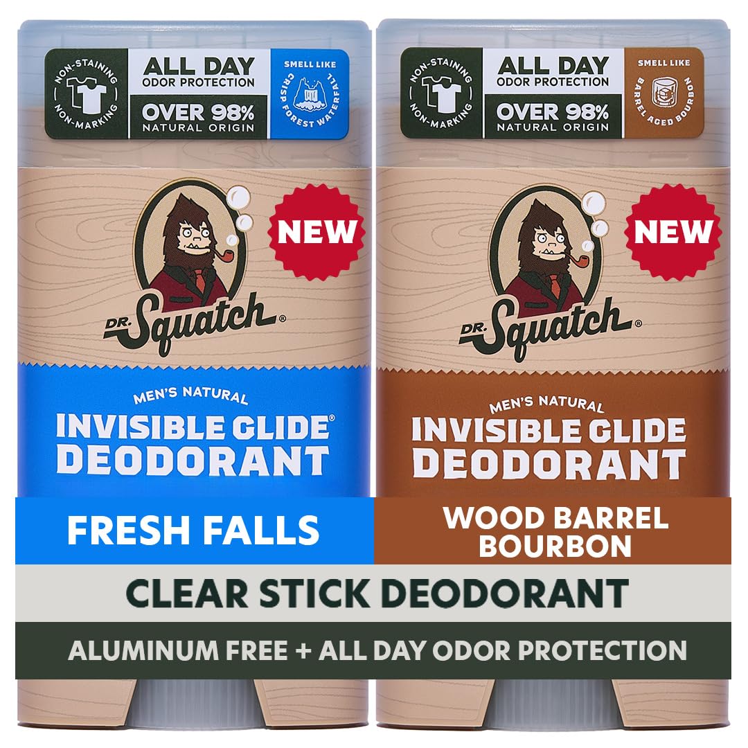 Dr. Squatch front packaging showing two-stick 2.65oz pack for stain-free wear