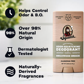 Dr. Squatch label close-up showing natural ingredients and clean formulation