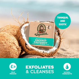 Dr. Squatch bar creating rich lather in hand for smooth cleansing
