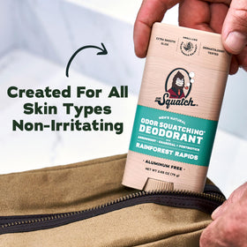 Outdoor lifestyle image with Dr. Squatch Rainforest Rapids scent evoking fresh, clean confidence