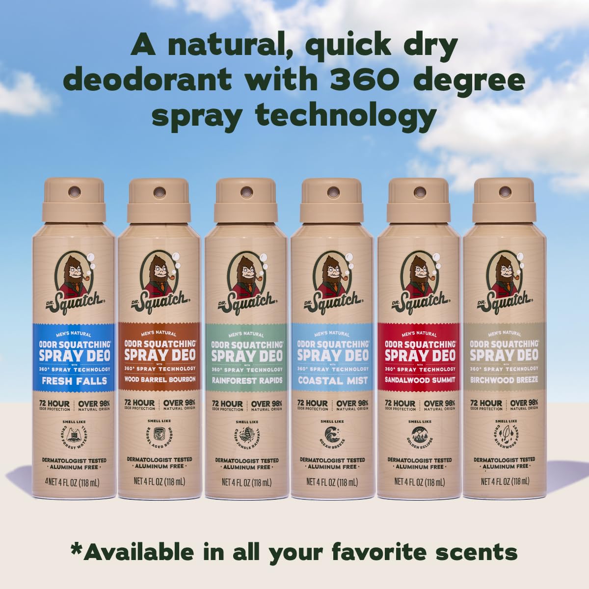 Dr. Squatch product in outdoor waterfall setting conveying refreshing scent