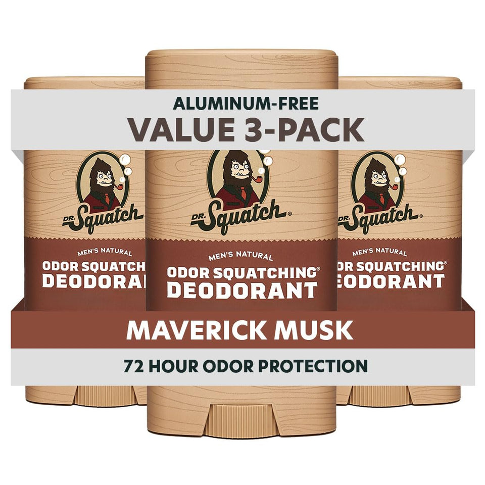 Dr. Squatch front packaging showing Maverick Musk and natural benefits