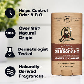 Dr. Squatch Maverick Musk stick displayed for bold masculine scent benefit