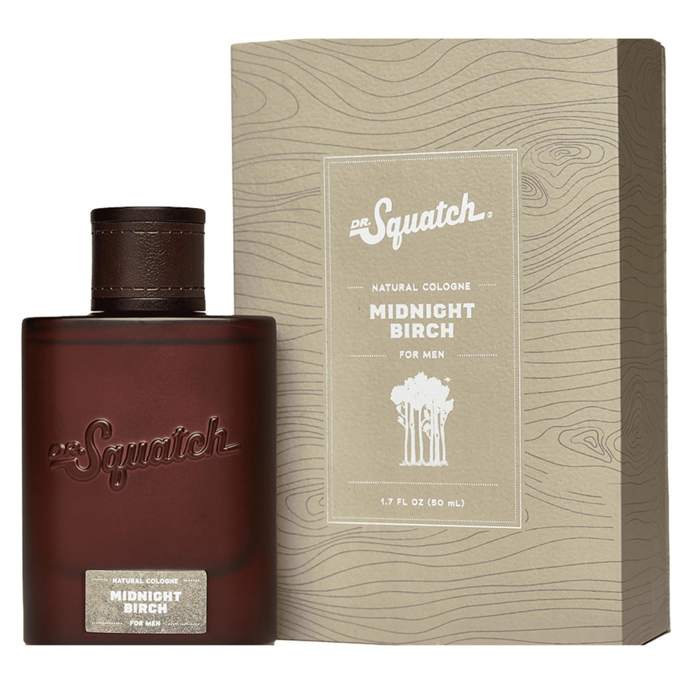 Dr. Squatch front bottle showing Midnight Birch scent and everyday freshness