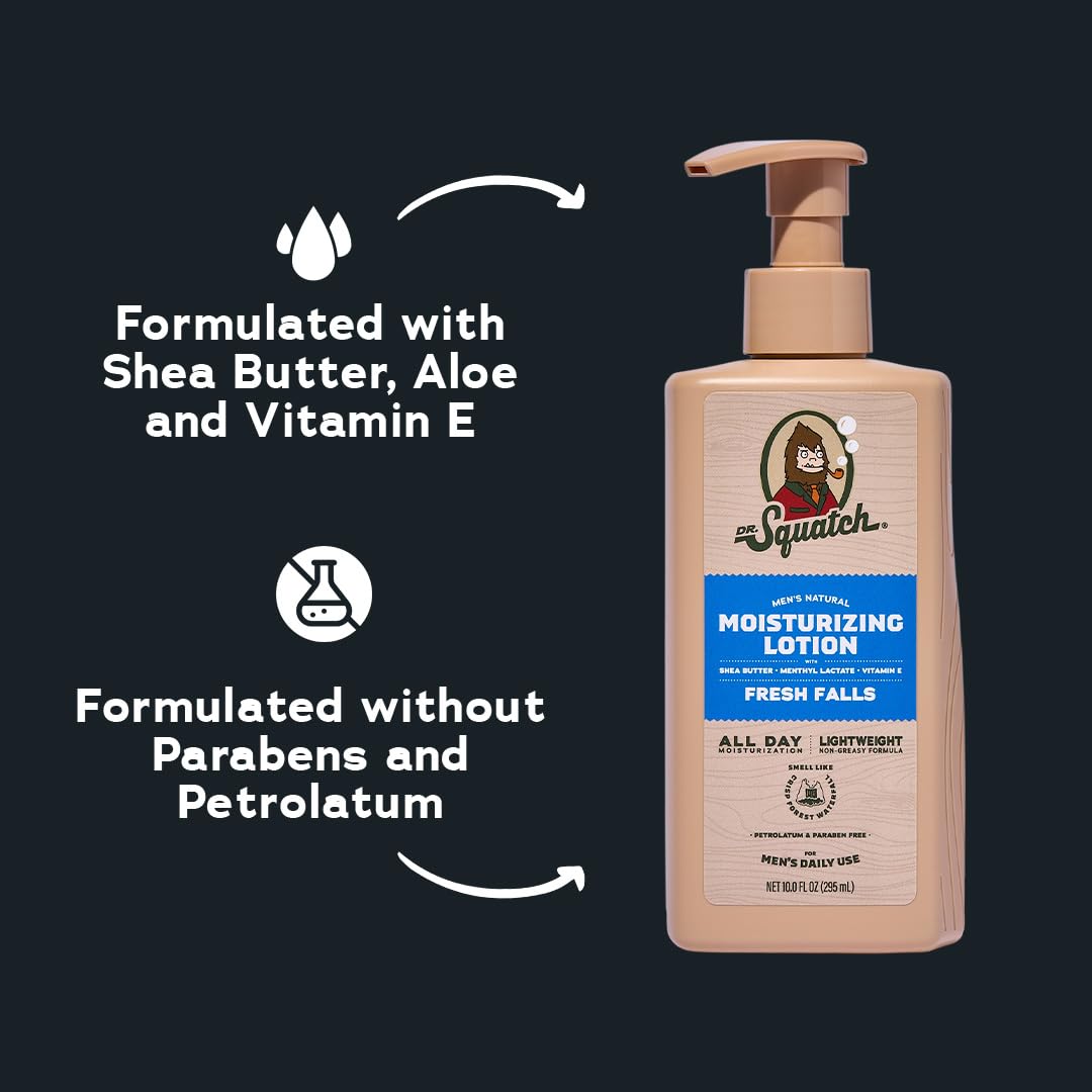 Dr. Squatch lotion applied on hand showing immediate smoothing and hydration
