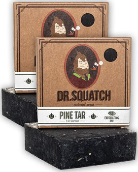 Dr. Squatch front packaging showing two-bar bundle and woodsy scent benefits