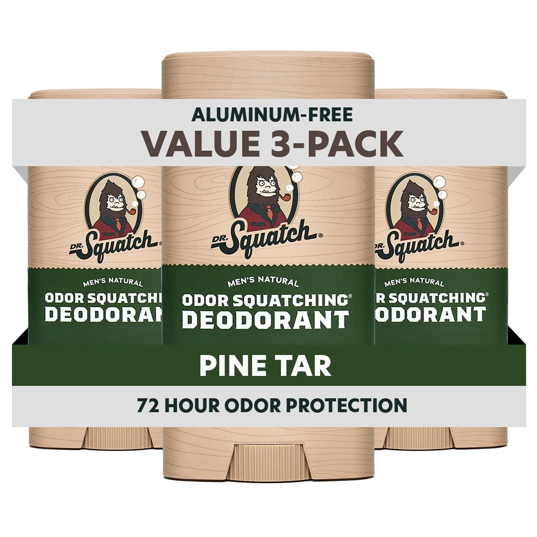 Dr. Squatch front packaging showing Pine Tar scent and benefits
