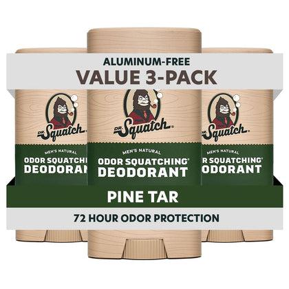 Dr. Squatch front packaging showing Pine Tar scent and benefits