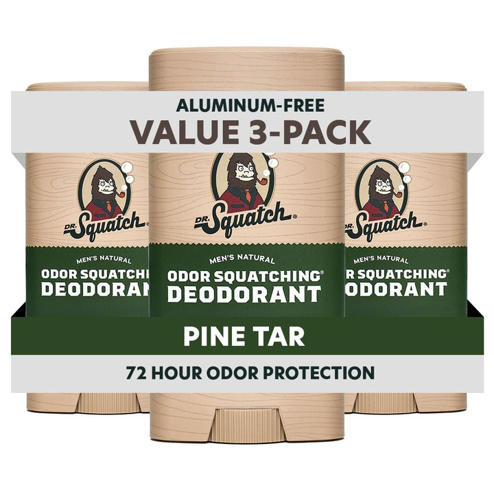 Dr. Squatch front packaging showing Pine Tar scent and benefits