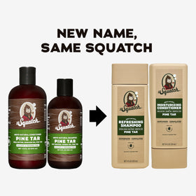 Dr. Squatch shampoo pump close-up highlighting ease of use and gentle lather