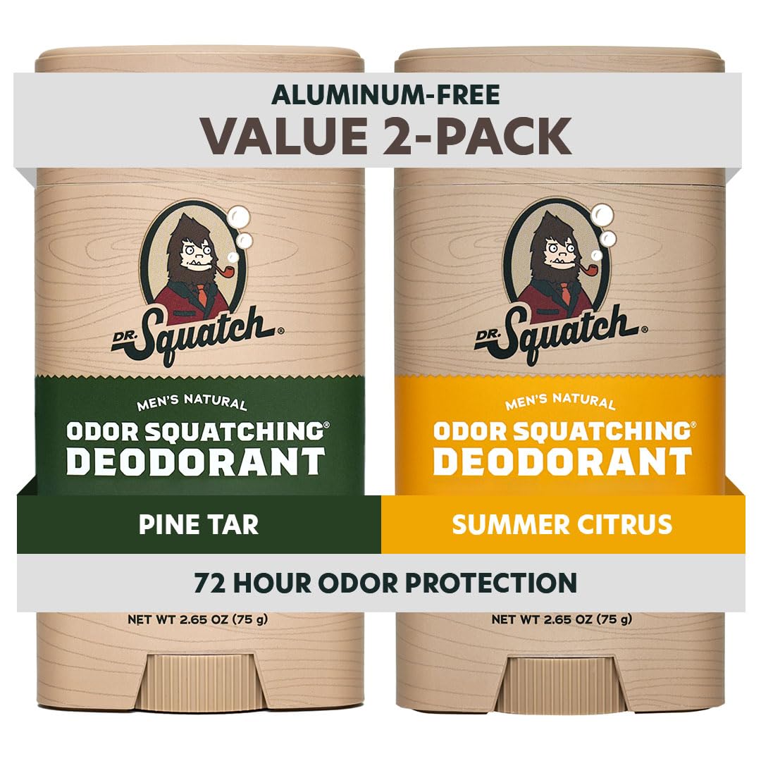 Dr. Squatch front packaging showing both scents and two-stick value